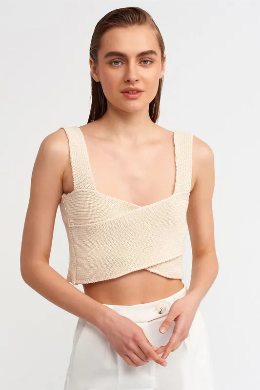 Fitted Ribbed Square-Neck Crop Cami