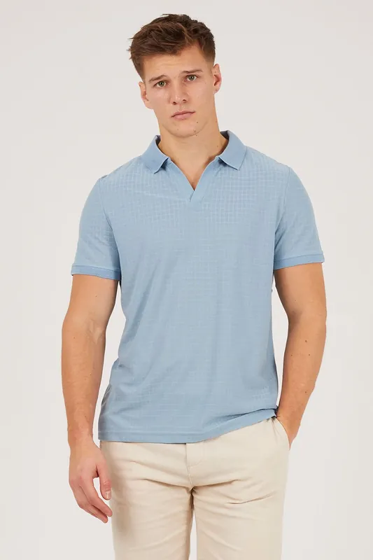 Trophy Neck Jacquard Polo Shirt - Brave Soul