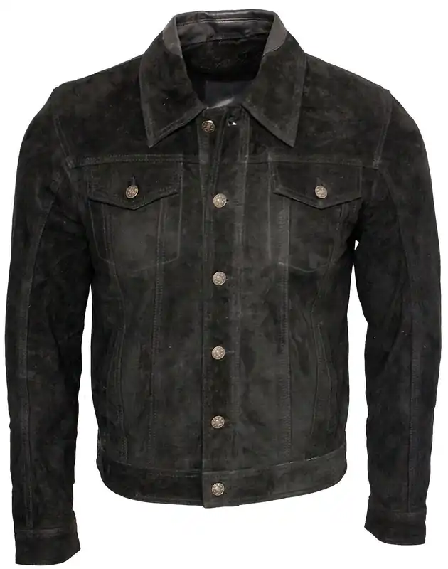 Trucker Goat Suede Leather Shirt Jeans Jacket - Infinity Leather