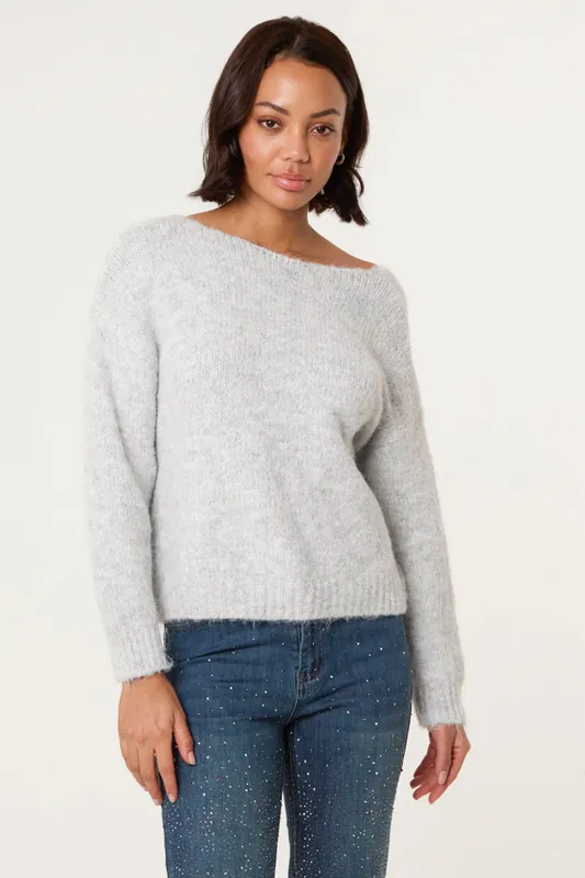 Grey Bow Knit Cardigan - Blue Vanilla