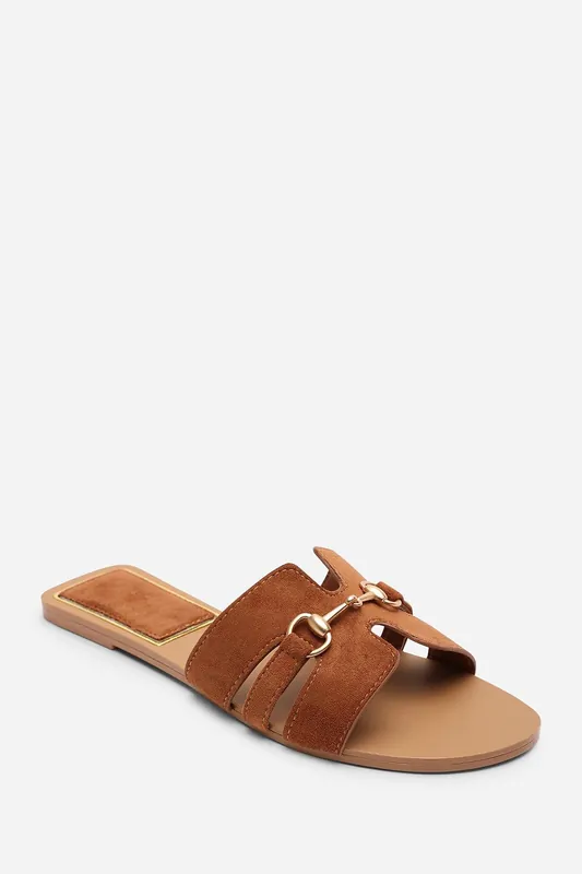 Dorina Embellished Wide Fit Suede Slide On Sandals - Where's That From