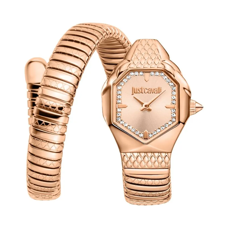 Women's Snake Watch Rose Gold Color Case and Dial SS Bracelet - Just Cavalli