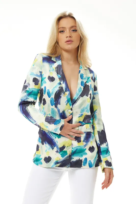 Multicolour Abstract print blazer jacket - Liquorish