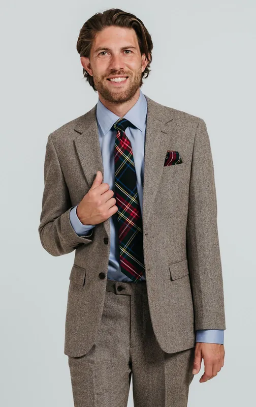 Brown Herringbone Tweed Suit Jacket - Dobell