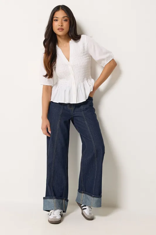 Petite Turn Up Denim Jeans - PixieGirl