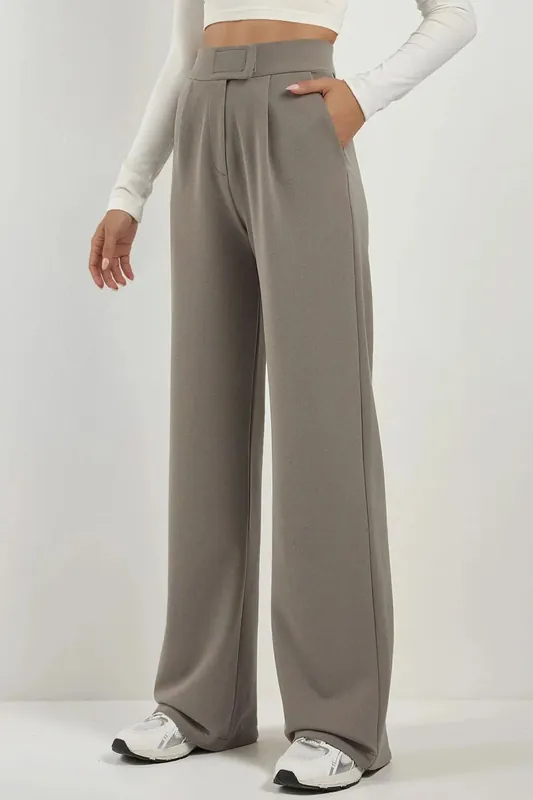 High Waist Elastic Crepe Palazzo Pants - Hiccup