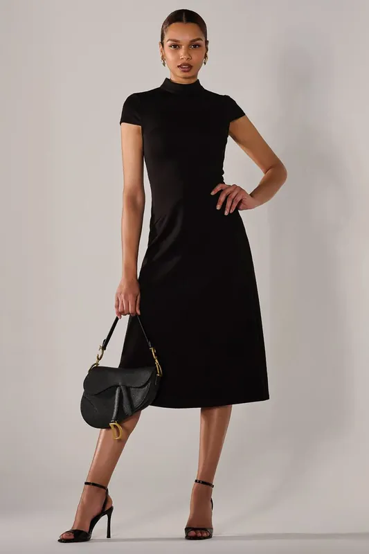 Ponte Cap Sleeve Midi Dress - Jolie Moi