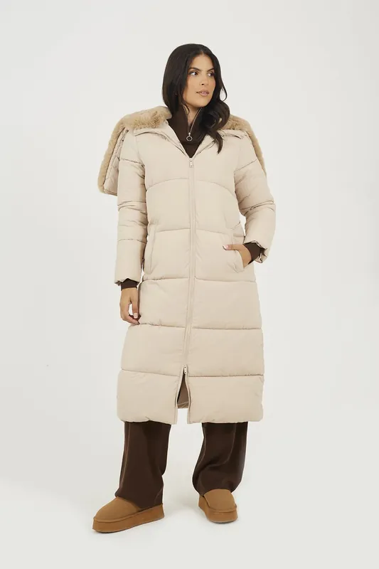 Maxi Padded Jacket With Split Hood - Brave Soul