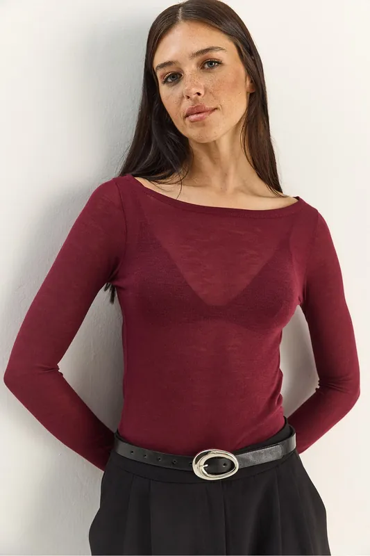 Crew Neck Basic Transparent Top - Bianco Lucci