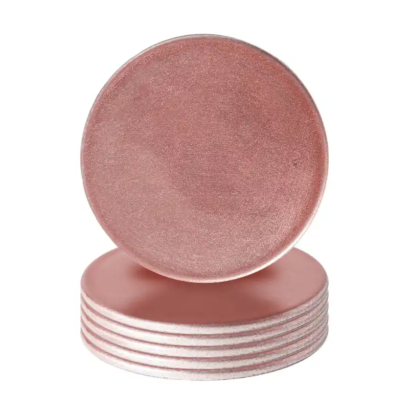 10cm Metallic Coasters - Set of 6 - Round Dining Table Drinks Mats