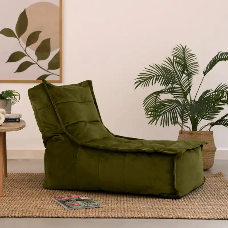 Dolce Lounger Bean Bag Olive Green Velvet Bean Bag Chair - icon