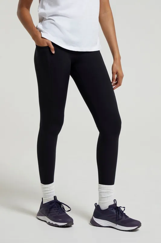 'Blackout' Lightweight Stretchy Moisture Wicking High Waisted Leggings - Mountain Warehouse