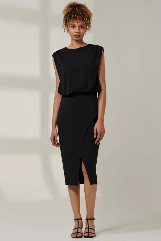 Kira Tiered Draped Bodycon Dress - Jolie Moi
