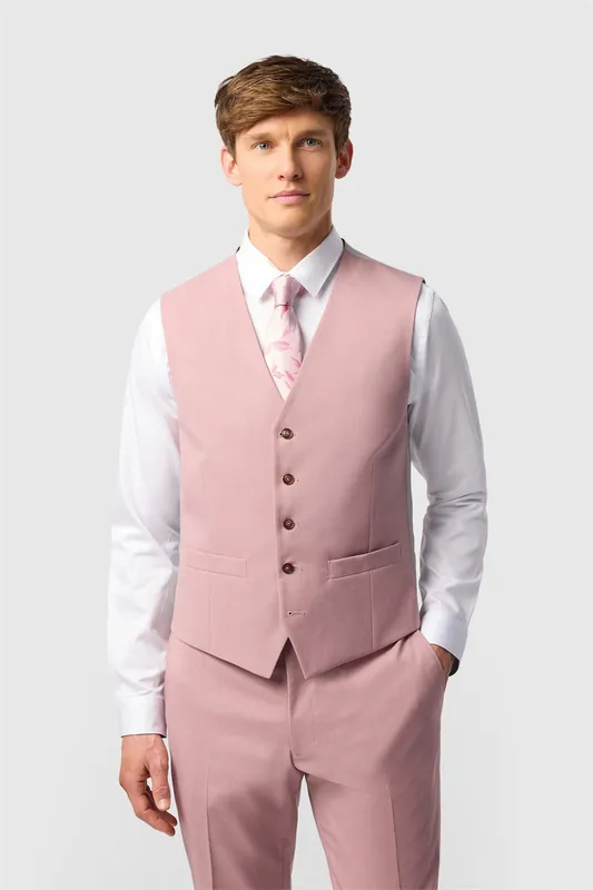 Single Breasted Five Button V-neck Slim Fit Suit Waistcoat