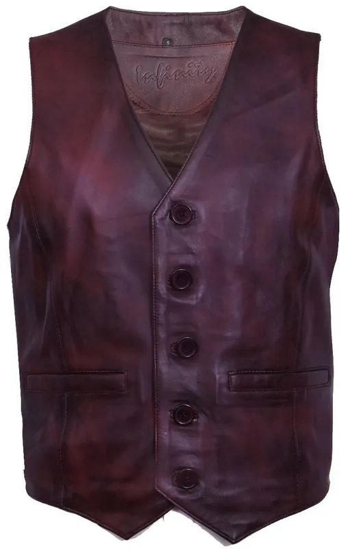 Tan Leather Waistcoat Formal Traditional Gilet Vest - Infinity Leather