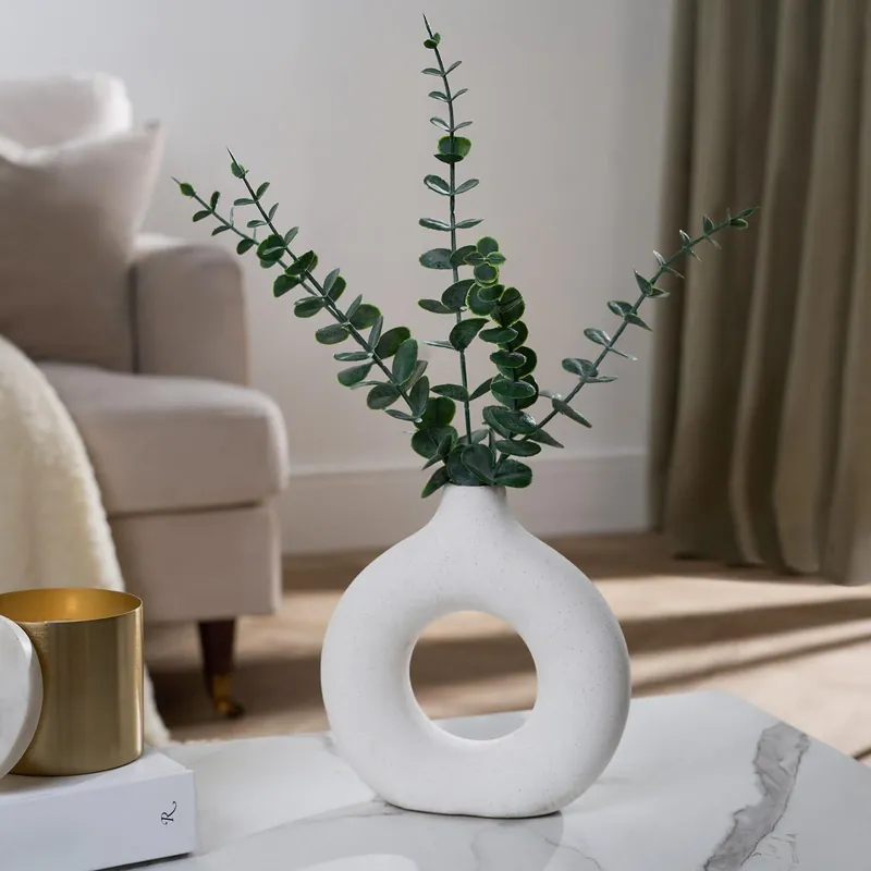 Artificial Eucalyptus with Ceramic Vase Home Decorative Faux Plant - OHS