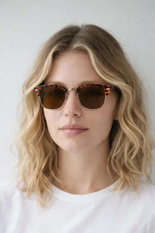 Half Frame Wayfarer Style Sunglasses in Tortoiseshell - SVNX