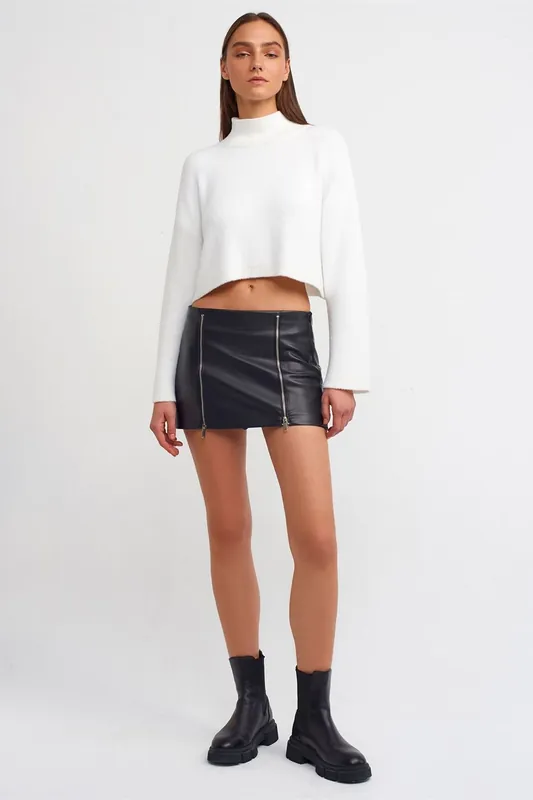 High-Waist Faux Leather Mini Skirt