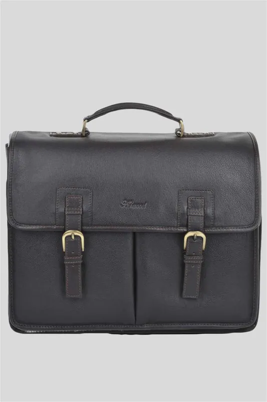 'Gareth' Triple Gusset Heavy Duty Real Leather Briefcase - Ashwood Leather