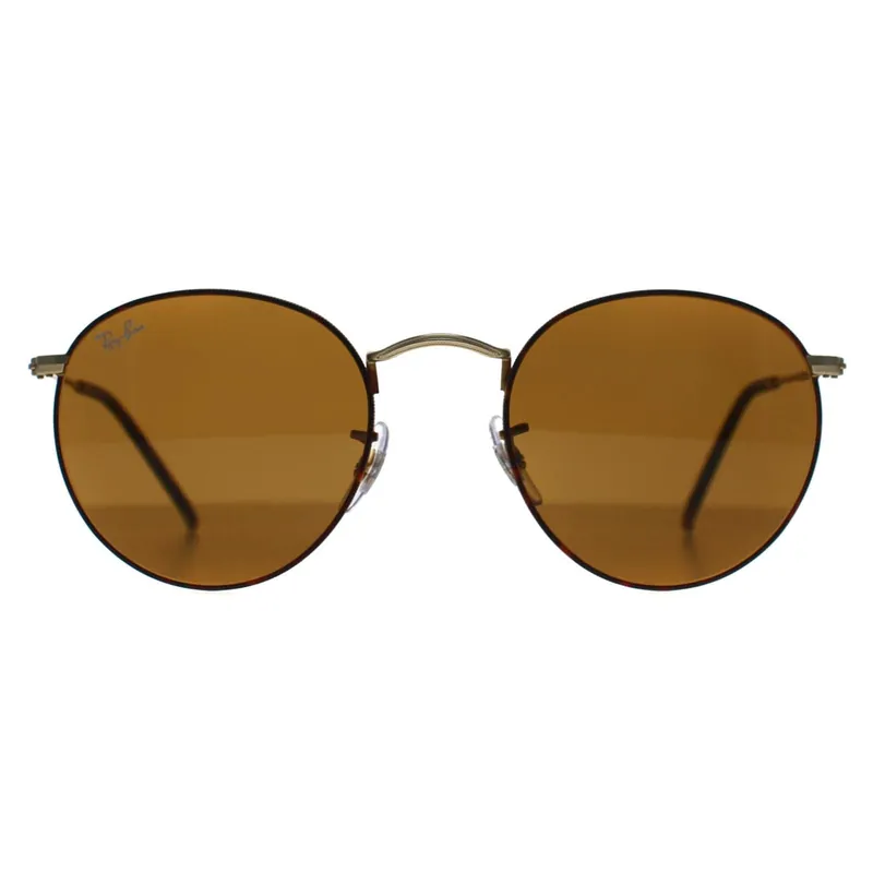 Round Matte Havana On Matte Gold Brown Round Metal 3447 - Ray-Ban