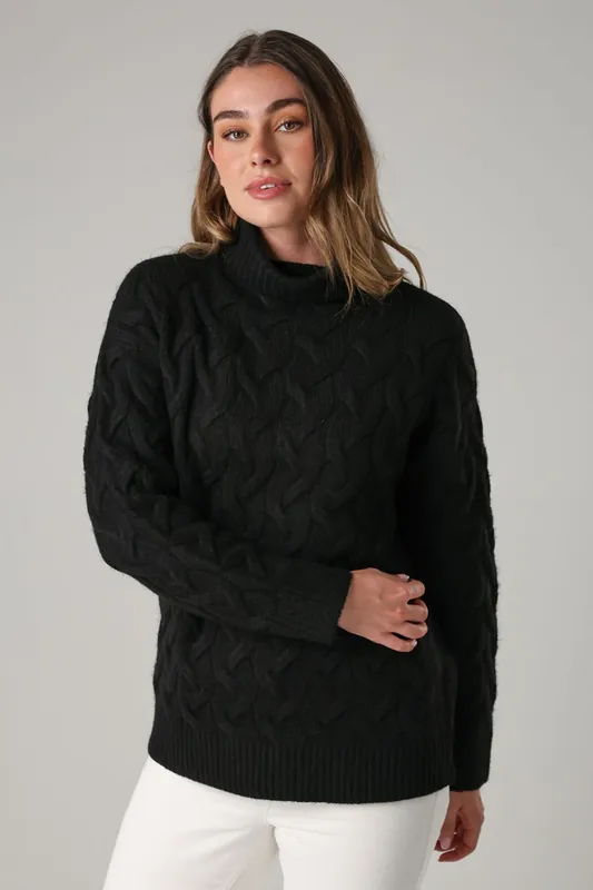 Cable Knit Roll Neck Long Sleeve Jumper - French Connection