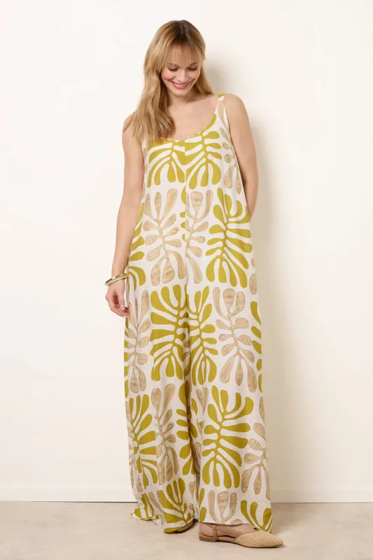 Green Floral Printed Jumpsuit - Blue Vanilla