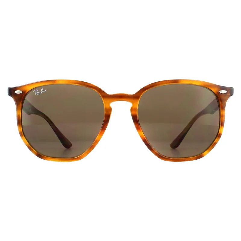 Round Striped Red Havana Dark Brown RB4306 Sunglasses - Ray-Ban