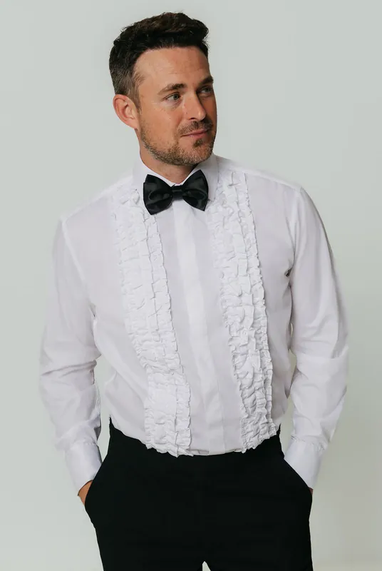 White Ruffle Front Dress Shirt - Dobell
