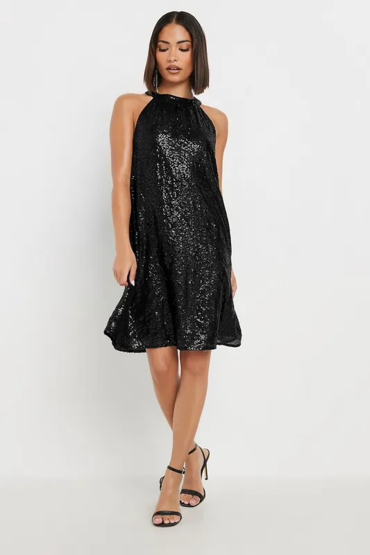 Petite Sequin Halter Neck Dress - PixieGirl