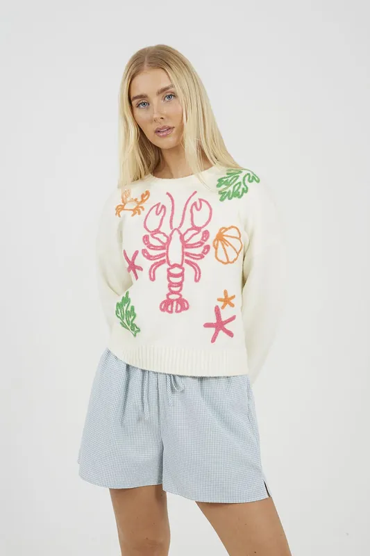Sea Life Embroidered Jumper - Brave Soul
