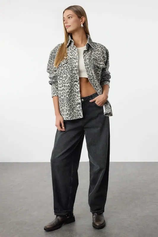 Leopard Print Denim Trucker Jacket - WOVCOR