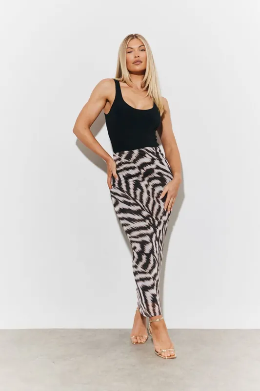 Multi Magic Sculpting Printed Bodycon Midi Skirt - In The Style