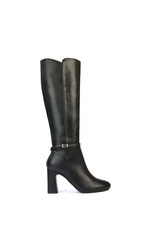 Olly' Knee High Boots With Block Mid Heel - XY London