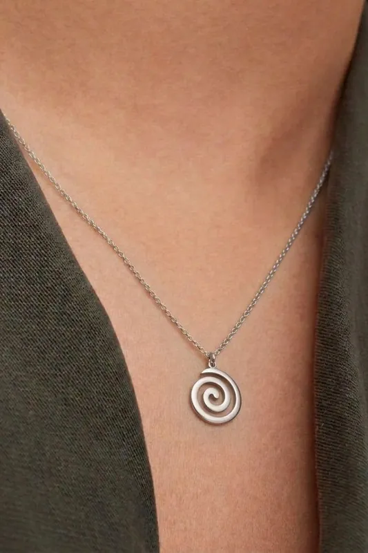 Silver Swirl Pendant Necklace - Serla