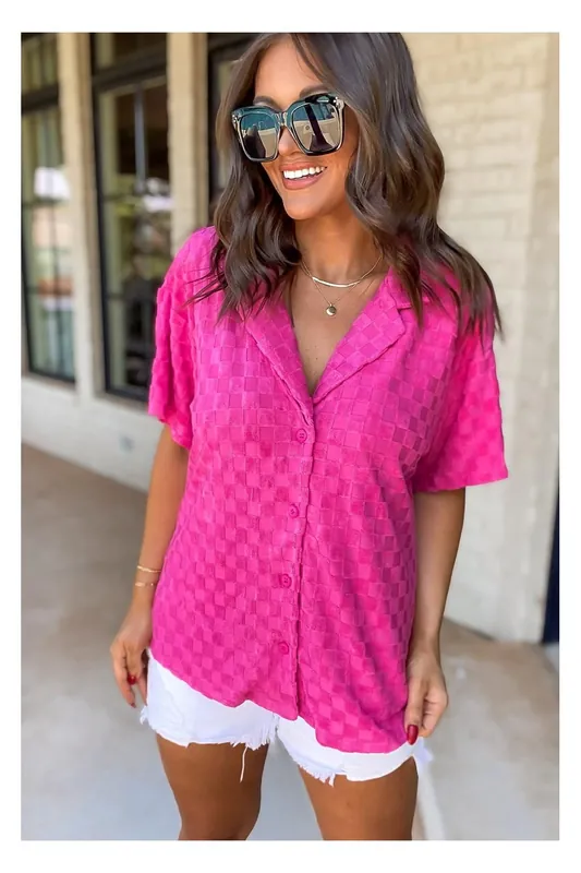 Textured Button-Down Top