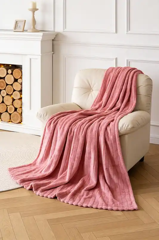 Reversible Fluffy Striped Throw Blanket - Living and Home