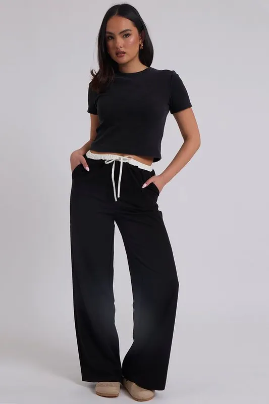Grey Double Waistband Elasticated Trouser - Urban Bliss