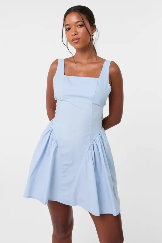Blue Bow Back Mini Dress - Pink Vanilla
