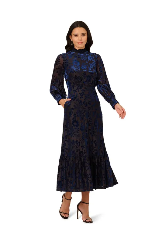 Burnout Velvet Long Dress - Adrianna Papell