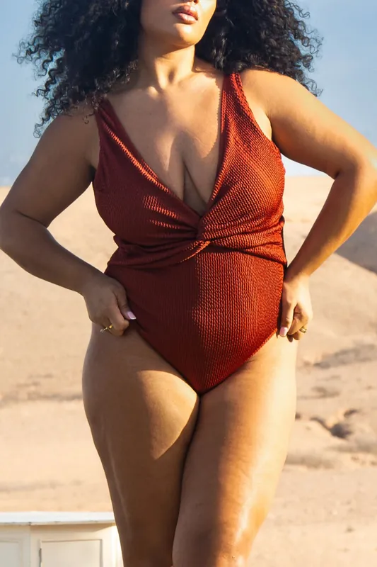 Curve Twist Front Crinkle Sculpting Swimsuit - FASHION-SZN