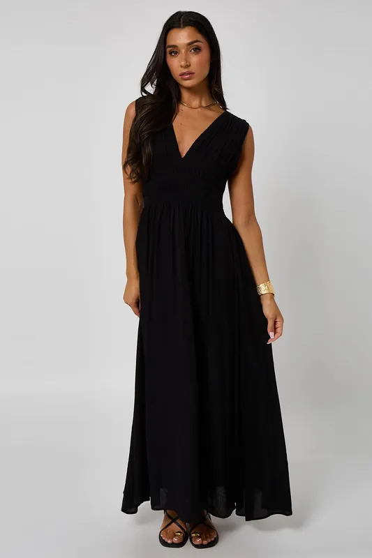 Maxi Dress with Elasticated Waist - Urban Bliss