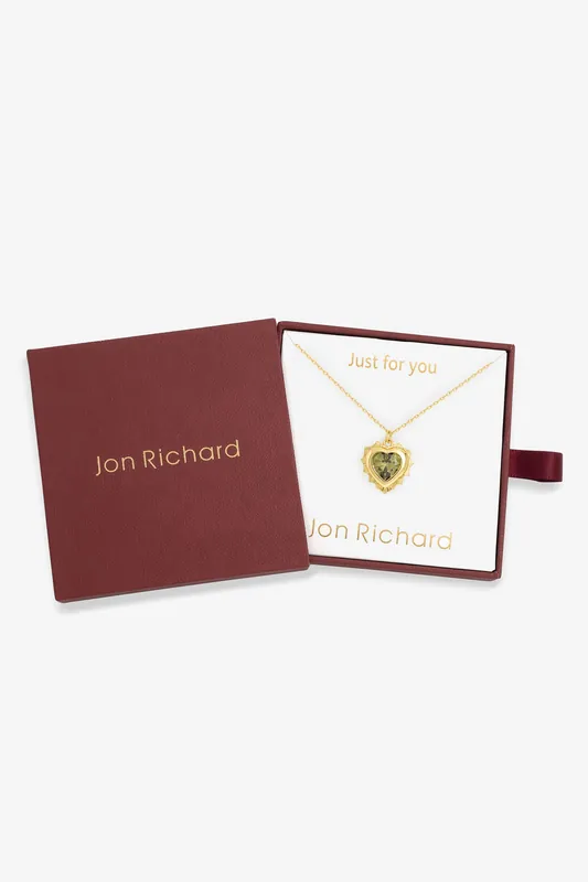 14Ct Real Gold Plated Heart Birthstone Pendant - August - Gift Boxed