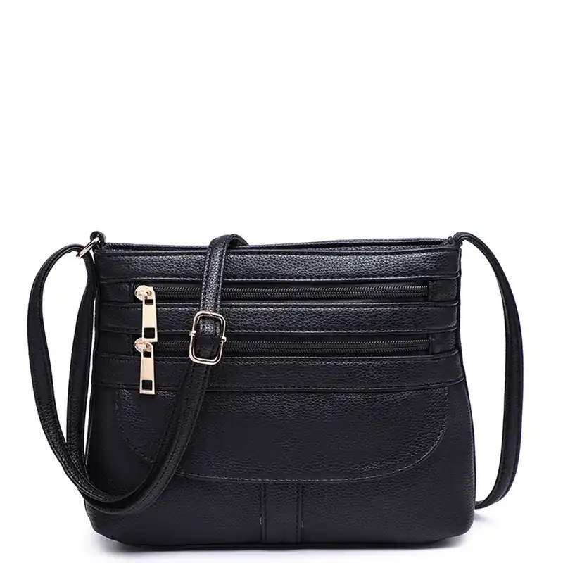 Small Slim Multilayer Zip Crossbody Messenger Bag - Kitise