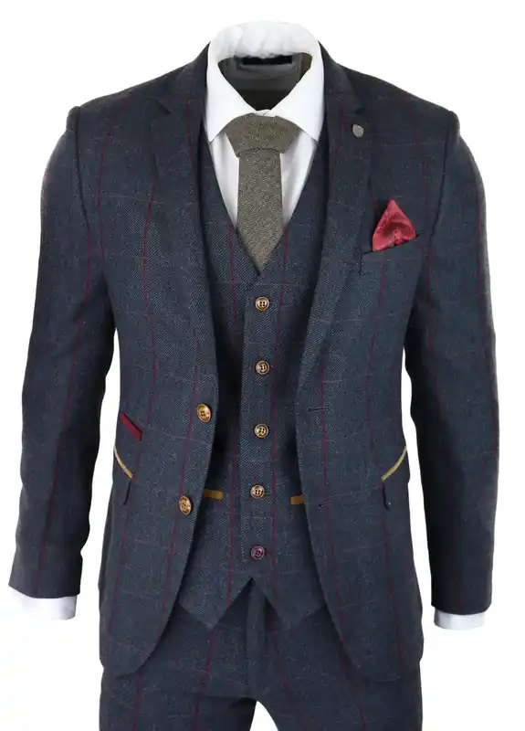 Herringbone Tweed Suit 3 Piece Peaky Blinders 1920s Tailored Fit - Infinity Leather