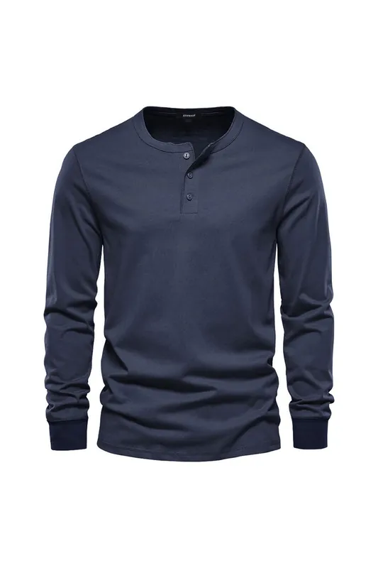 Long-Sleeved Henley T-Shirt