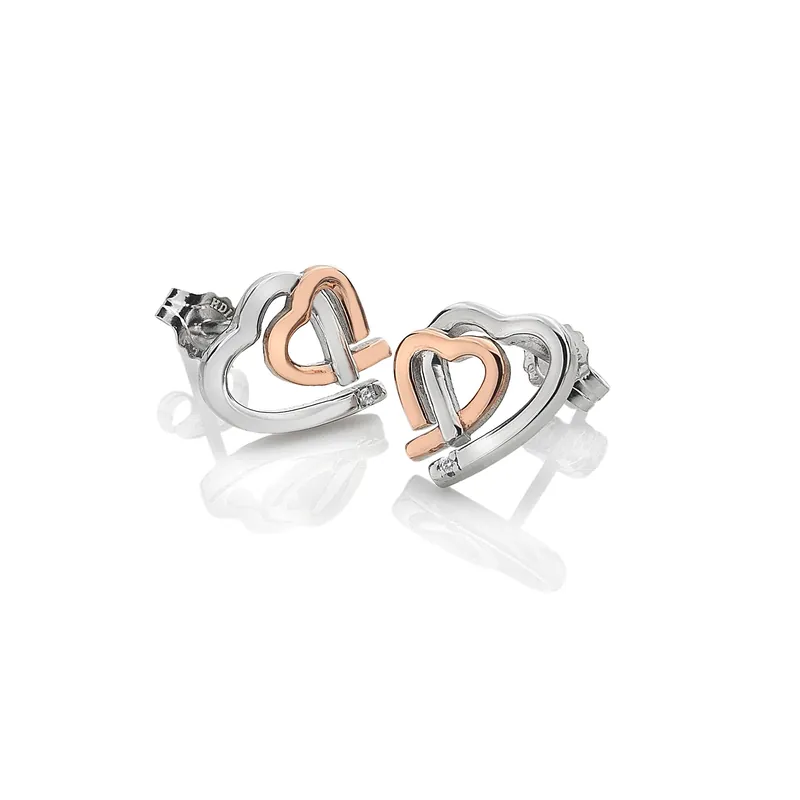 Warm Heart Earrings - Rose Gold Plate Accents