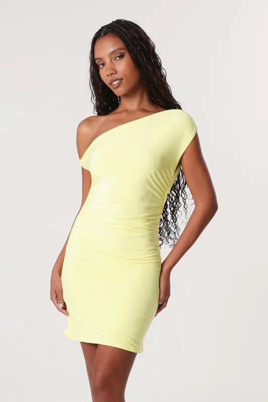 Lemon Twist Shoulder Mini Dress - Pink Vanilla