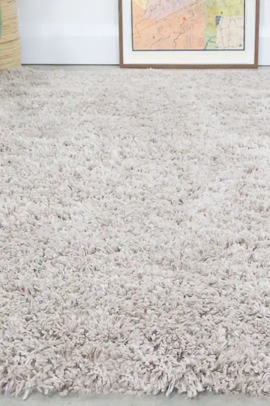 Beige Soft Fluffy Shaggy Living Room Cosy Fireside Area Rugs - Kukoon