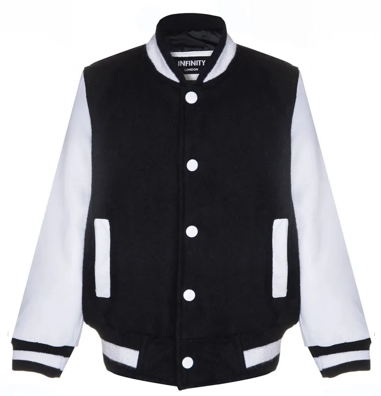 Varsity Bomber Real Leather Sleeves Jacket 3-13 yrs