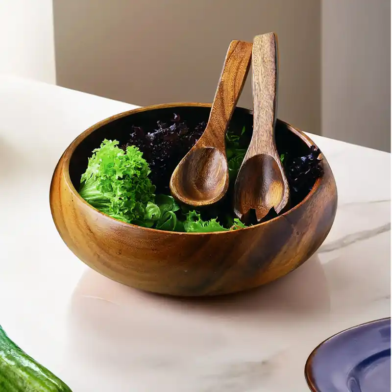 Decorative Large Round Salad Bowl, Functional Salad Bowl For Kitchen, Traditional Decorative Bowl For Diet - Orsina